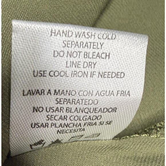 Nicole Miller Olive One Shoulder Maxi Dress Gathered Waist Asym Neck Sz S EUC - Picture 7 of 7